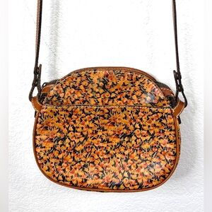 Patricia Nash Round Brown Orange Floral Crossbody Bag Purse